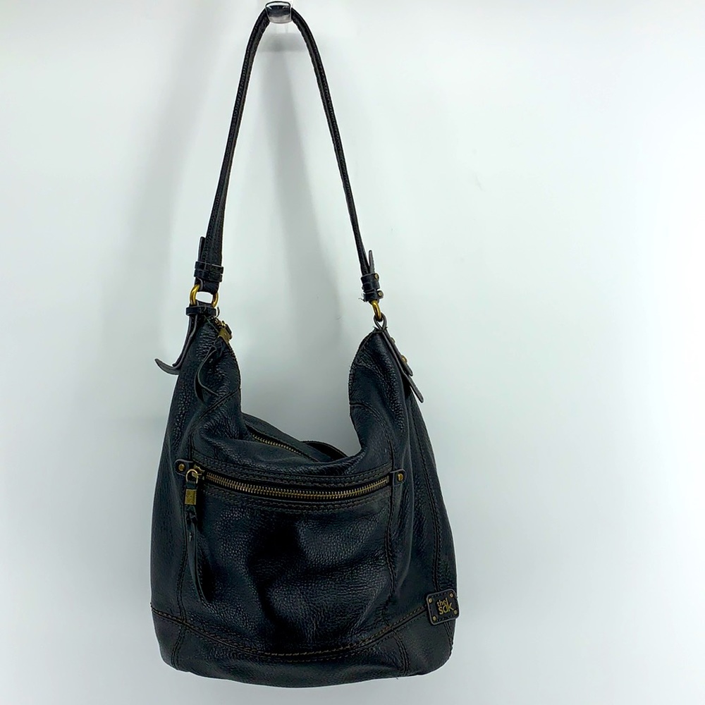 THE SAK Black Pebbled Leather Shoulder Bag